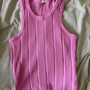 Pink Anthropologie knit tank top size medium
